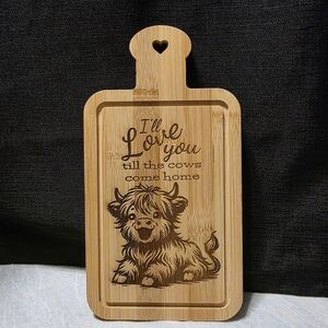 Bamboo Cutting Board with Cow Design